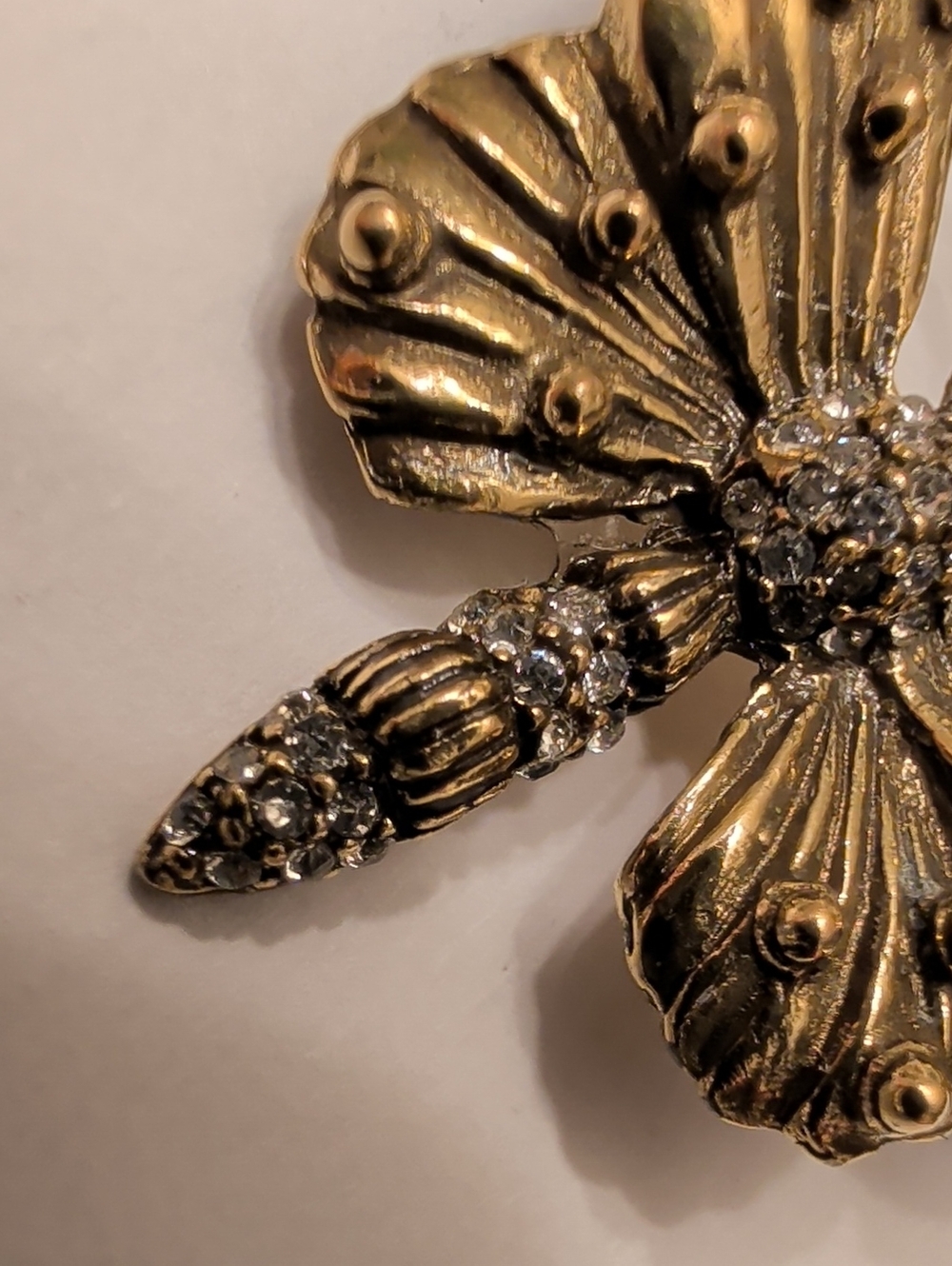 Gold and Silver Butterfly Brooch with Crystal Details - Picture 7 of 7